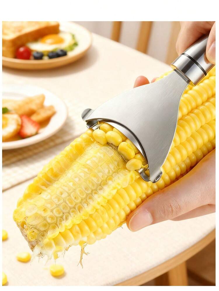 1 pieza Pelador de maíz de acero inoxidable práctico y rentable 2 en 1, portátil y resistente, pelado eficiente y extracción de granos, ahorro de trabajo sin desorden, esencial para cocina familiar/restaurante/desayuno, ideal como regalo para el Día de la Madre, artículos de cocina, utensilios de cocina, decoración del hogar, artículos de cocina, accesorios de cocina - Multicolor - Añade 6