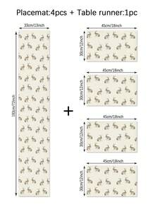 1/4/5/6/7pcs Easter Decoration Set, Rabbit, Easter Bunny, Easter Eggs, Happy Easter, Home Decor Set, Living Room Decor, Bedroom Decor, Dining Room Decor, Faux Linen Material, Multiple Sizes Available, Dining Table Decor, Fireplace Scarf, Placemats, Coasters, Home Accents - Multicolor - View 14