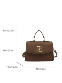 1pc Women's Fashionable Commuter Solid Color Handbag, Portable Versatile Niche Shoulder Bag, Luxurious High-Quality Crossbody Bag, Suitable For Dates, Shopping, Gifts, Work - Coffee - View 2