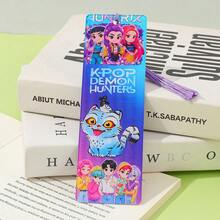 KPOP Witch Hunting Theme Tassel Bookmark, Includes Personal Character, Cute Mascot, And Full Staff Illustrations. Bright Gradient Of Pink, Purple And Blue Tones, Paired With Matching Tassels To Add Atmosphere. Practical Stationery Bookmark For Students To Mark Reading Progress - Multicolor - View 4