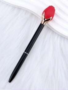 2支/套玫瑰花造型圆珠笔，情人节独特礼物，文具办公用品 - 黑色 - 查看 5