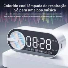 Bluetooth Speaker With Digital Clock, FM Radio, Alarm, LED, Mirror, Portable Alarm Clock - Various Colors - 白色 - 查看 7