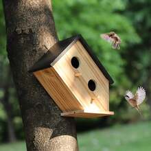 Bird House Outside-Wren Bird House Outdoor-Wooden Birdhouse Outdoors Hanging Bluebird House Cardinals Garden Viewing -2 Hole (Wooden, 1) - 木製的 - 查看 9