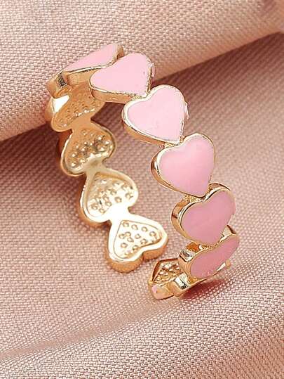 1pc Fashionable Minimalist Adjustable Open Heart-Shaped Ring, Suitable For Daily Wear, A Nice Gift For Girls