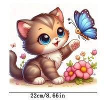 1pc/2pcs/3pcs Cute Kitty Meets Butterfly: Warm Encounter In Spring, Suitable For T-Shirts, Hoodies, Pillows, Backpacks And Handbags, Ideal Holiday Gifts, Holiday Design, Printing - L - View 3