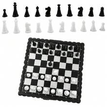 Mini magnetisches Schachset, faltbares magnetisches Plastik-Schachbrett-Spiel, tragbares Spielzeug, tragbar für Outdoor - Schwarz und Weiss - Übersicht 8