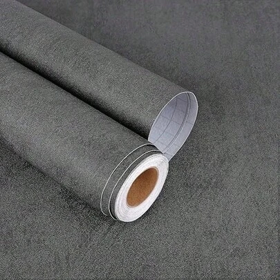 1卷/复古水泥灰壁纸/防水可移除/乙烯基贴纸/适用于客厅/厨房/卧室/宿舍装饰及家具翻新 15.74X196.85英寸