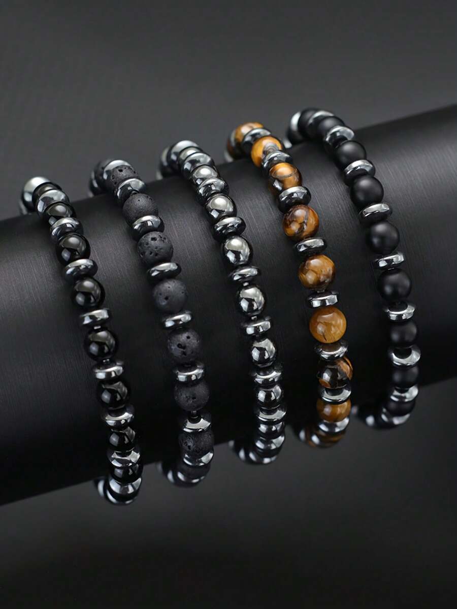 Fashion Stone Beaded Bracelet 6mm Tiger Eyes & Agate Bracelet Confidence, Protection, Courage, Focus, Grounding,Yoga Meditation Jewelry Gift For Women Men Pulseira - Multicolor - View 1