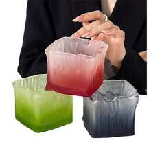 Glass Ashtray, Portable Decorative Modern Ashtray, Suitable For Home, Office, Indoor And Outdoor Patios, For Home Use, Bedroom, Hotel, Office, Glacier Glass Ashtray. - Multicolor - View 1