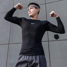 Nike Dri-Fit Logo標誌印花圓領緊身長袖 美式復古T卹 男款 - 黑色 - 查看 4