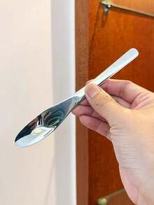 1pc Premium Quality Korean Style Stainless Steel Long Handle Non-Stick Rice/Dessert Spoon - Silver - View 2