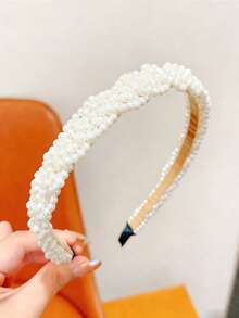 1 件时尚甜美的珍珠发箍，甜美发饰，适合女孩日常佩戴，公主风。 - 白色 - 查看 1