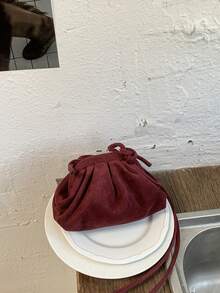 Elegant French Suede Ruched Cloud Crossbody Bag, Unique Dumpling Shaped Purse For Women - Multicolor - View 9