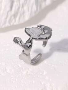 1pc Fashionable Creative Minimalist Asymmetrical Shaped Gold-Plated Stainless Steel Ring, Suitable For Women's Daily, Party And Date Wear - Multicolor - View 5