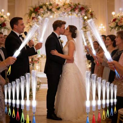 12pcs Fiber Optic Sticks White Glow Stick Long Lasting Glow Wedding Wands LED Magic Flashing Sparklers With 3 Lighting Modes, Suitable For Wedding Bride, Party, Birthday, Back To School, Glow Night Events