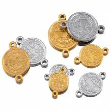 5pcs Stainless Steel Gold Double Hole Round Pendant, For DIY Bracelet, Earring, Necklace And Other Jewelry Making - Pendants - View 6