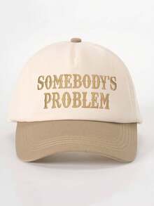 1顶绣有“SOMEBODY'S”字样的撞色棒球帽，户外防晒休闲帽，适合旅行、海滩、度假，时尚百搭的Y2K风格遮阳帽 - A - 查看 5