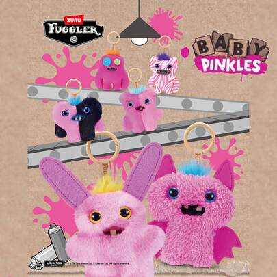 Spin Master Spin Master 1ชิ้น Fugglers Series Pinkles พวงกุญแจกล่องสุ่มมอนสเตอร์น่าเกลียดน่ารัก ของสะสม, ตุ๊กตาผ้าพลัฌน่าสนใจ, ของขวัญเซอร์ไพรส์วันหยุดและวันเกิดสำหรับผู้ใหญ่และนักสะสม