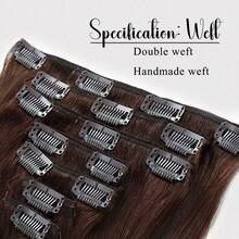 7pcs Human Hair Straight Hair Clip-In Extensions, Dark Brown - S2 - View 4
