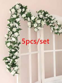 1/3/5 pièces Guirlande de roses artificielles, décoration de salle de mariage, décoration murale pour la maison, la chambre, le salon, la salle de bain, le jardin extérieur, l'école, les fêtes d'anniversaire, la Saint-Valentin, Noël - Multicolore - Voir 8