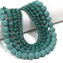 1 hạt đá màu xanh lục tự nhiên, mờ, nhiều kích cỡ 4/6/8/10mm, phong cách thời trang, giản dị, cổ điển, thích hợp để làm vòng tay, vòng cổ, trang sức, mặt dây chuyền, phụ kiện trang trí. - malachite - Xem 4