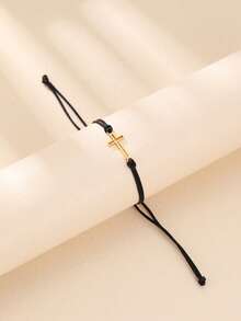 Simple Fashion Stainless Steel Hollow Cross Ladies Couple Gift Hand Rope Holiday Party With Daily Clothing Party Accessories. - Bracelet - View 6