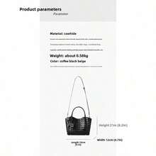 Leather Woven Tote Bag Women's 25 Autumn And Winter New Large-Capacity Versatile Portable Diagonal Span Mother And Child Women's Bag - cà phê - Xem 4