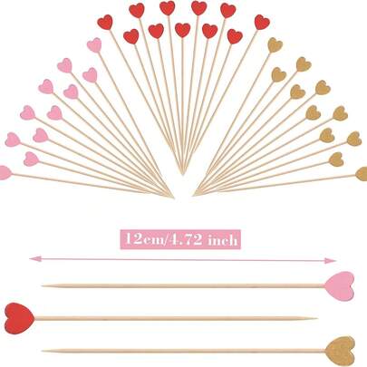 10pcs Assorted Heart Fruit Picks, Cute Cake Decorating Forks, Dessert Specialty Skewers, Suitable For Birthday Parties, Family Gatherings, Fruit Picks, Animal Bamboo Picks, Cake Decorations, Fruit Decorations, Dessert Table Decorations, Christmas And Other Occasions.