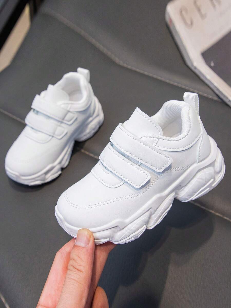 1 Pair Children Casual Sports Sneakers, White, Spring & Fall - White - View 1