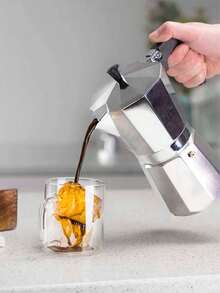 Cafetera Italiana Manual de Aluminio 6 Tazas Café Expresso 300ml - Plateado - Ver 5