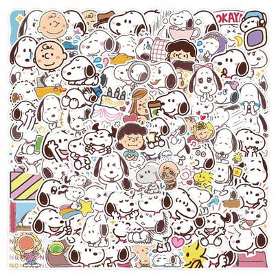 SNOOPY 60pcs Cute Cartoon Stickers, Covering Home, Sports, Holidays And Various Scenes, Suitable For Students, Friends, Birthdays, Holidays, Back To School, Practical And Collectible
