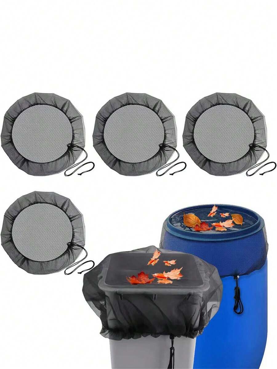 1pc Rain Barrel Net Cover, Water Collection Barrel Cover, Rain Barrel Protective Cover With Drawstring To Prevent Debris Entry - Water Bucket Mosquito Net - View 1