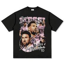 2026 New LionelS MessiS Printed Pure Cotton Y2K T-Shirt Summer Sports Fashion Casual Short Sleeved Shi - 黑色 - 查看 1