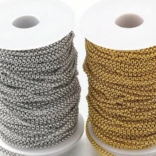 1m Cadena circular redonda de acero inoxidable de moda, cadena cruzada en forma de O de color dorado, para hacer collares, pulseras y joyería DIY - Cadena de bricolaje - Ver 5