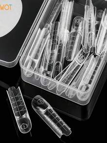 30pcs/Box Reusable French Nail Mold, Acrylic Smart French Line Nail Gel Quick Modeling Nail Salon DIY - Apricot - View 4