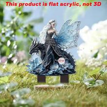 装饰艺术仙女花园 - 白色独角兽和精灵雕像，塑料户外花盆装饰，波西米亚风格花园装饰，感恩节主题，落地式，无需电源或电池 - A - 查看 3