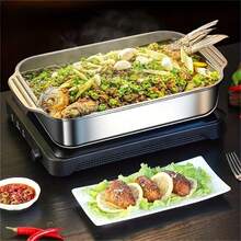 Oversized Stainless Steel Bakeware With Lid Heavy-Duty Non-Stick Rectangular Oven Tray Baking Cake Pan For Desserts Bread Seafood BBQ Buffet Hotel Valentine Halloween Easter Graduation Gift Home Kitchen Baking Essential | 24-Hour Shipping - A - Xem 1