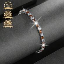 1条简约925纯银立方氧化锆几何方形网球链手链，百搭女士手链，适合日常佩戴、送礼、派对、度假、情人节等场合。 - 紅色 - 查看 5