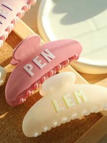 Personalized Initial Letter Hair Clip, Custom Name Claw Structure, Hinge Closure, Wedding Hair Accessories, Perfect Back-To-School Gift For Best Friends,Multi-Functional,Ornamental,Letter,Stylish,Modern,Colorful,Cute,Adorable,Casual,Custom,Personalised,Unique,Customized - A - View 5