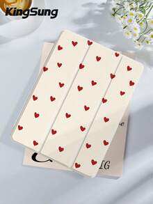 Kingsung Simple Heart Pattern Tablet Protective Case,Compatible With 9.7/10.2/10.5/10.9/12.9/Pro 11, 10th Gen,Compatible With Samsung Galaxy Tab S6 Lite 10.4 Inch,Compatible With Kindle Paperwhite 12th Gen 2024,Kindle (11th Generation) 2022 Release,Kobo Clara Colour,Soft Anti-Fall Protection,Smart Stand/Automatic Wake Up/Sleep - Multicolor - View 2