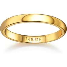 14K Gold Filled Ring For Women Men Thick Thin Pinky Thumb Ring Wedding Band Ring Non Tarnish Plain Domed Comfort Fit Size 6 To 10 - 金色 - 查看 27