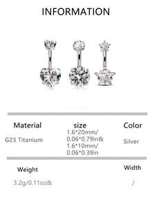 VJS 1pc Floating Titanium Belly Button Rings Hypoallergenic G23 Titanium Internally Threaded Belly Ring 14G Belly Piercings For Women Navel Piercings Jewelry - Antique Silver - View 17