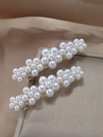 1 Paar elegante, zarte Mini-Perlen 5-Blüten-Haarspangen, kleine federbelastete Seitenpony-Clips für Frauen, Haarklammern, Haarspangen, Haraccessoires für Frauen, Kopfschmuck, Haarspange, Haarnadel