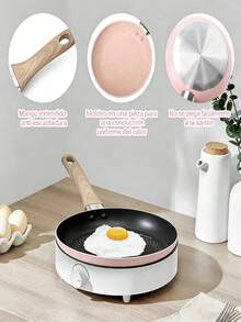 Sartén Plana Antiadherente Verde para Cocina,Sartén Multiuso sin Tapa para Mariscos, Huevos y Panqueques,Cacerola Ligera de Calentamiento Uniforme para Uso Diario en el Hogar - 16CM Rosa - Ver 6