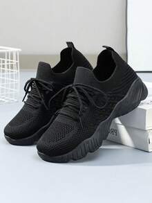 2025 New Women's Canvas Shoes Stitching Letter Color Matching Fashion Women's Sports Shoes Outdoor Leisure Hiking Climbing Party Women's Casual Sports Shoes Tennis Travel Kitchen Hospital Christmas Gift Women's Shoes - màu đen - Xem 3