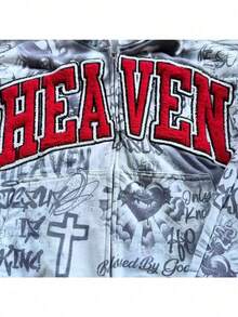 Men's Camouflage Sweatshirt Set Printed Street Personality Fashion Brand Versatile Letter Casual Pants Harajuku Style Pullover Hoodie Pants Jacket Letters - 紫羅蘭 - 查看 4