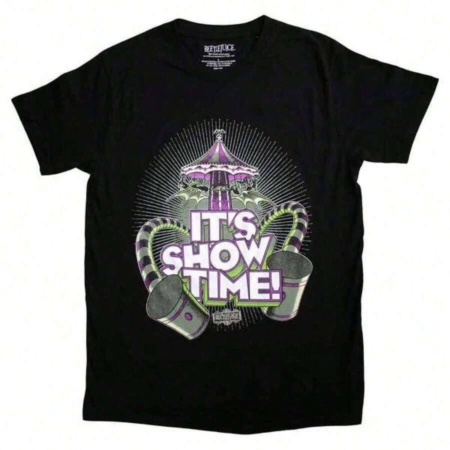 Shirts   Official Movie T-Shirt  It's Showtime Carousel - 48-Hour Fast Shipping!Men's Pure Cotton T-Shirt Effortless Styling, Showcase Your Unique Style - Black - View 1