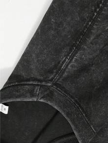 Men's Pattern Washed T-Shirt - Double Sided Printing, 100% Cotton, Short Sleeved, Summer Casual T-Shirt, Black With White Star Design, Loose Fit, Machine Washable, Daily T-Shirt | Loose Fit Shirt | 100% Cotton T-Shirt, Cotton T-Shirt - 黑色 - 查看 2