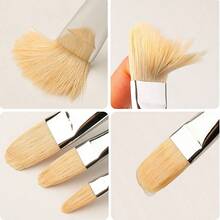 A Set Of 6 Professional Walnut Oil Paintbrushes, Made Of Hog Bristle, With Long Wooden Handles, Suitable For Acrylic Painting - Sets - View 8