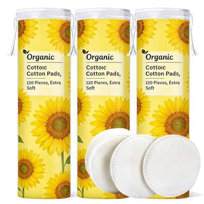 وسادات قطن عضوي مستديرة لإزالة المكياج، خالية من المواد المسببة للحساسية، خالية من الوبر، وسادات تنظيف الوجه المقشرة